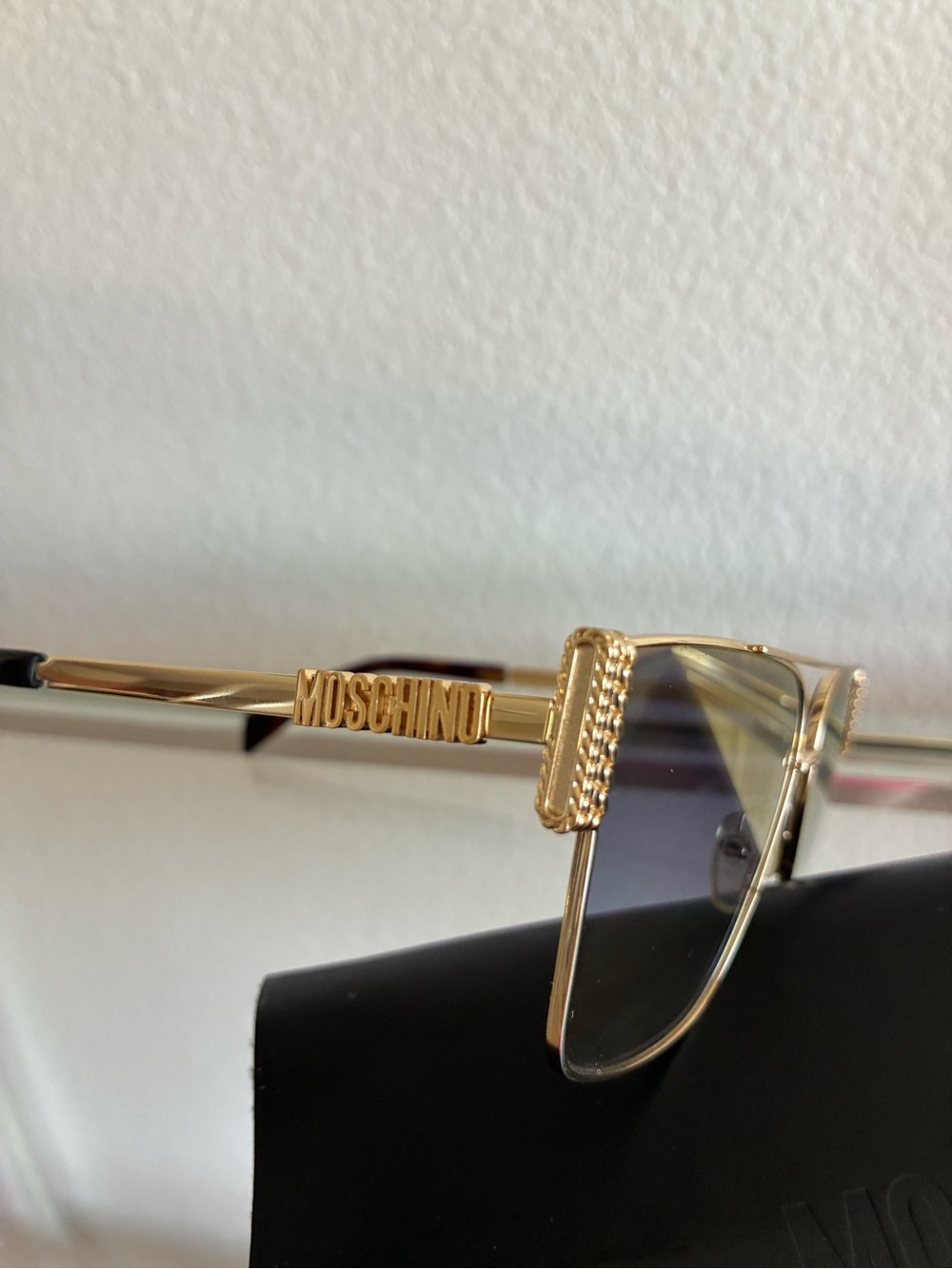 Moschino Gold Geometric Sunglasses | Original Case - Picture 7 of 9
